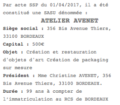 annonce legale sasu bordeaux